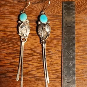 80s Sterling silver turquoise dangle earrings